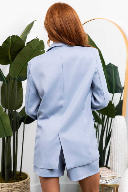 She+Sky Powder Blue Single Button Blazer