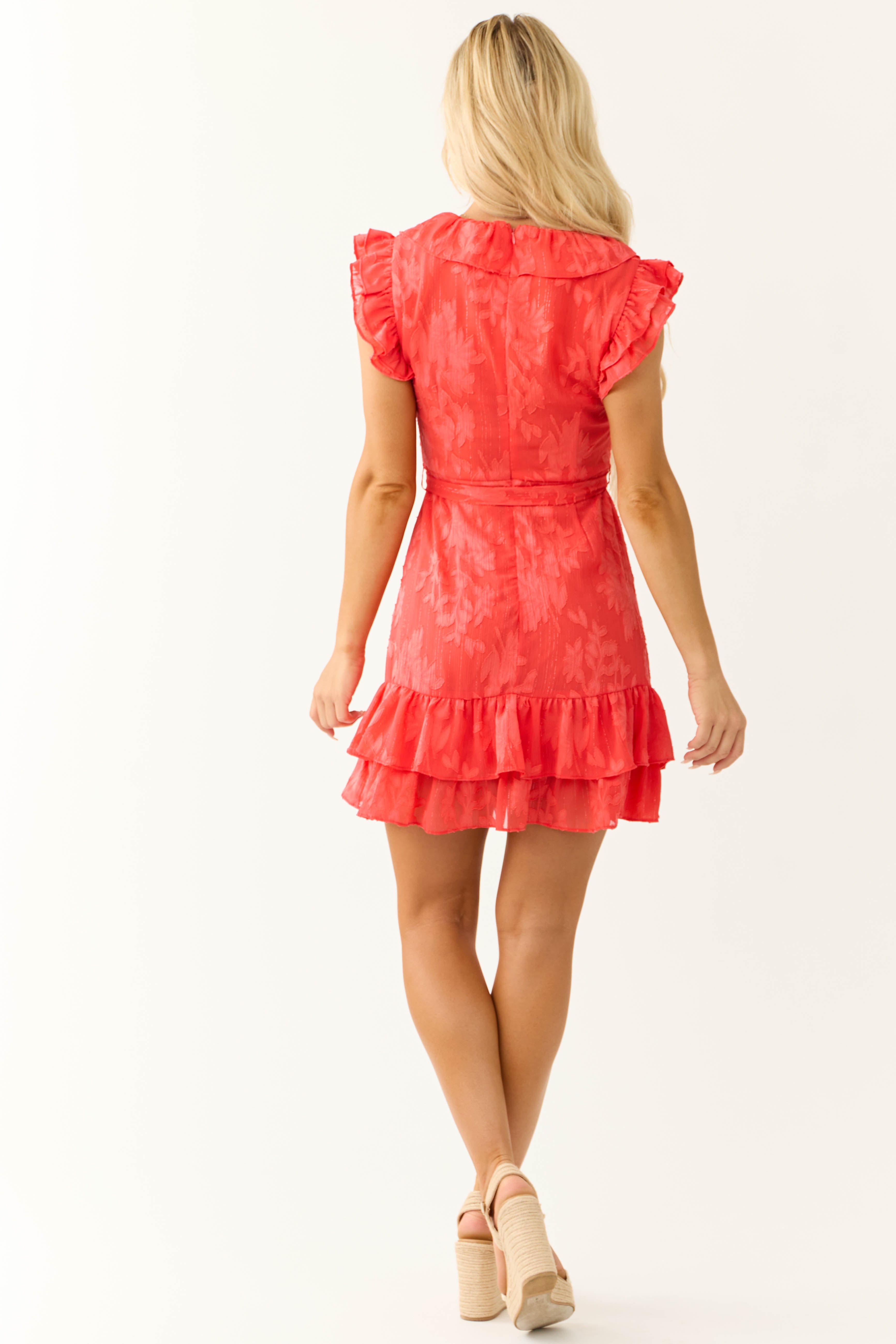 She+Sky Scarlet Ruffle Trim Short Dress