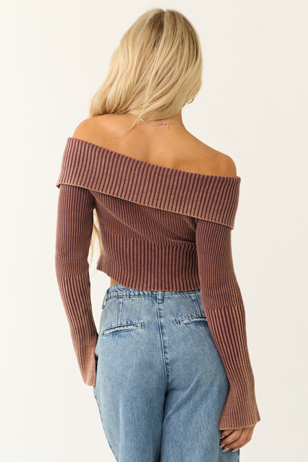 Sienna Ribbed Knit Long Sleeve Off Shoulder Top