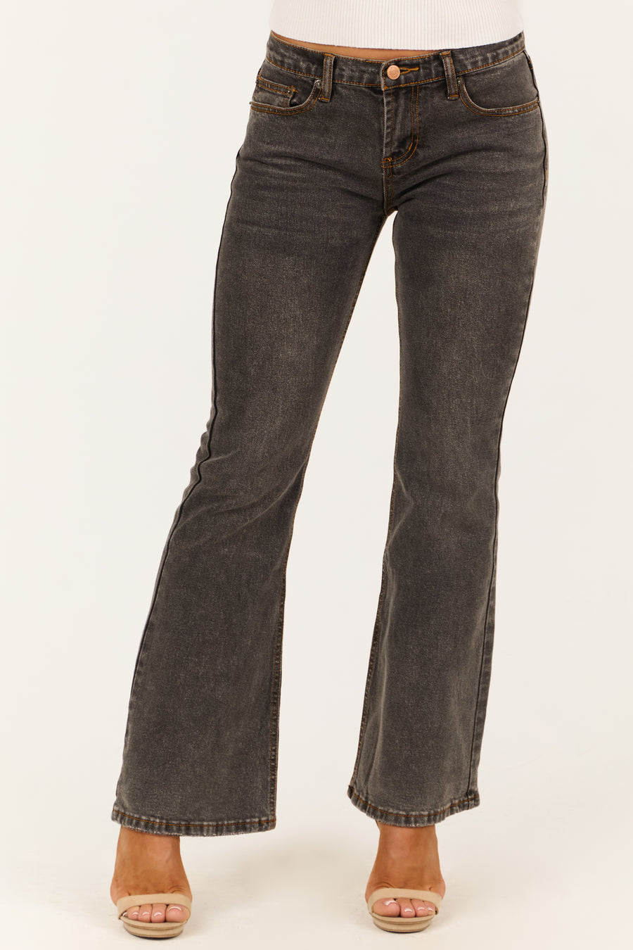 Signature 8 Washed Charcoal Low Rise Bootcut Jeans