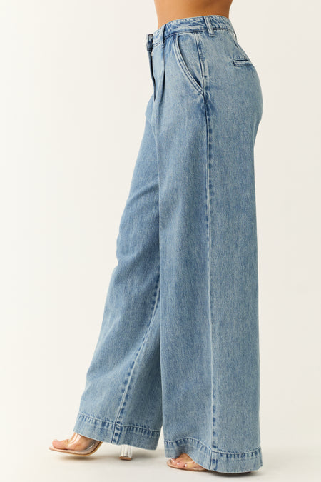 Signature8 Medium Wash Wide Leg High Rise Jeans