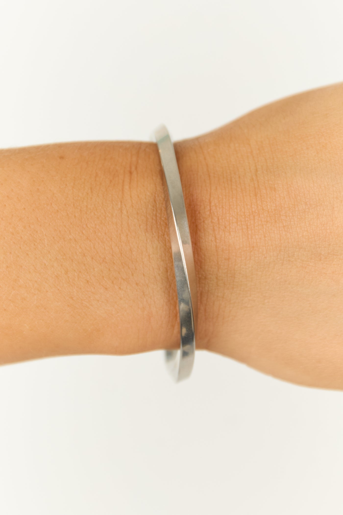 Silver Twist Open Bangle Cuff Bracelet