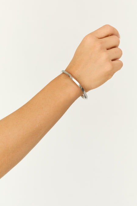 Silver Twist Open Bangle Cuff Bracelet