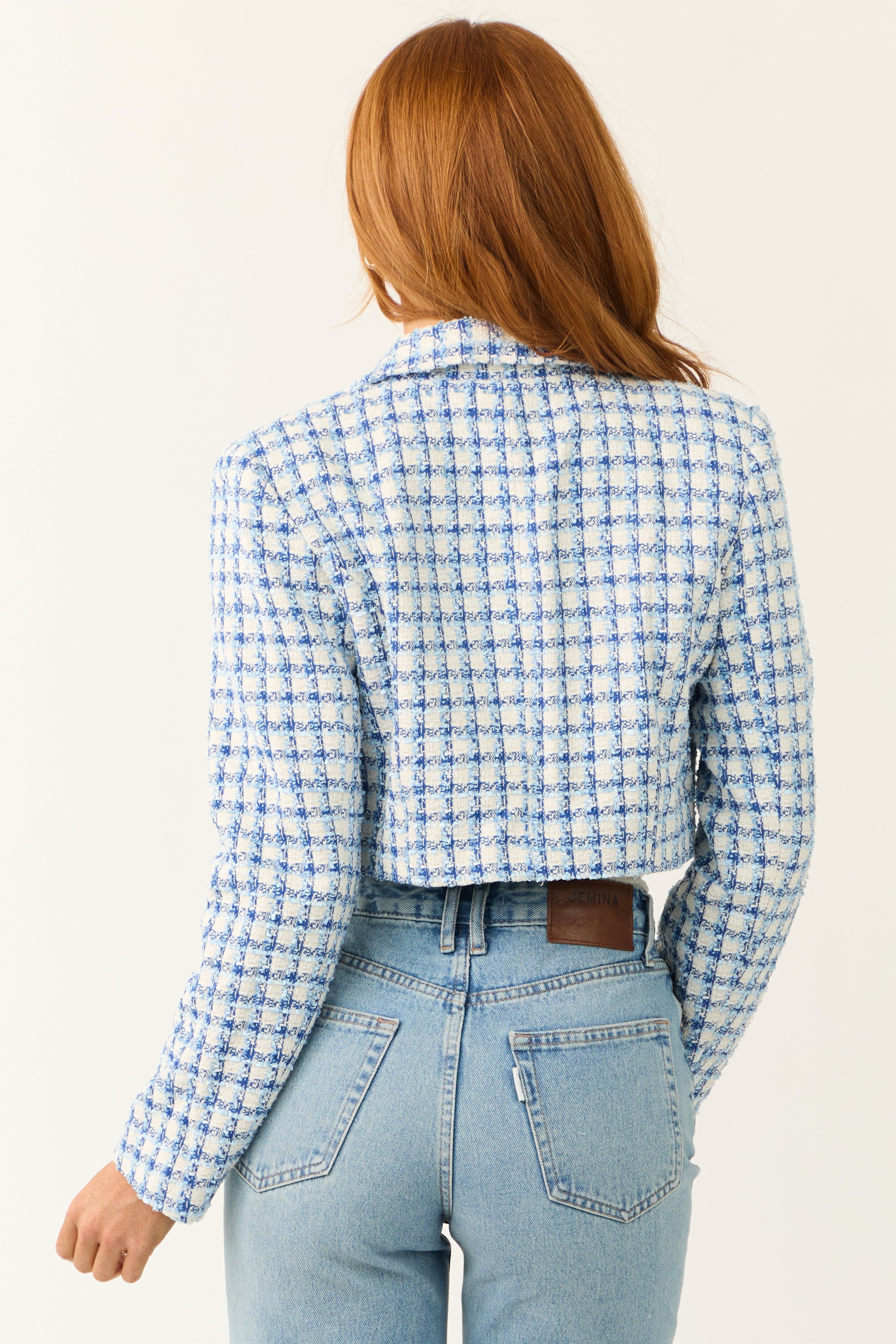 Lush Oversized Cropped Plaid store Jacket