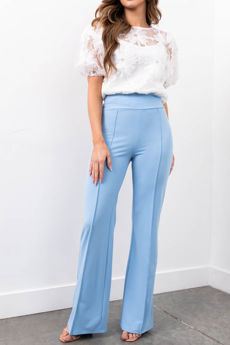 Sky Vertical Seam Wide Leg Pants