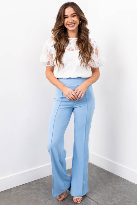 Sky Vertical Seam Wide Leg Pants