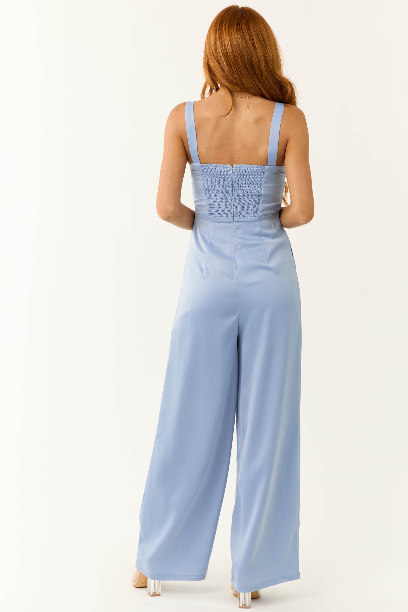 Slate Blue Sleeveless Sweetheart Neck Jumpsuit