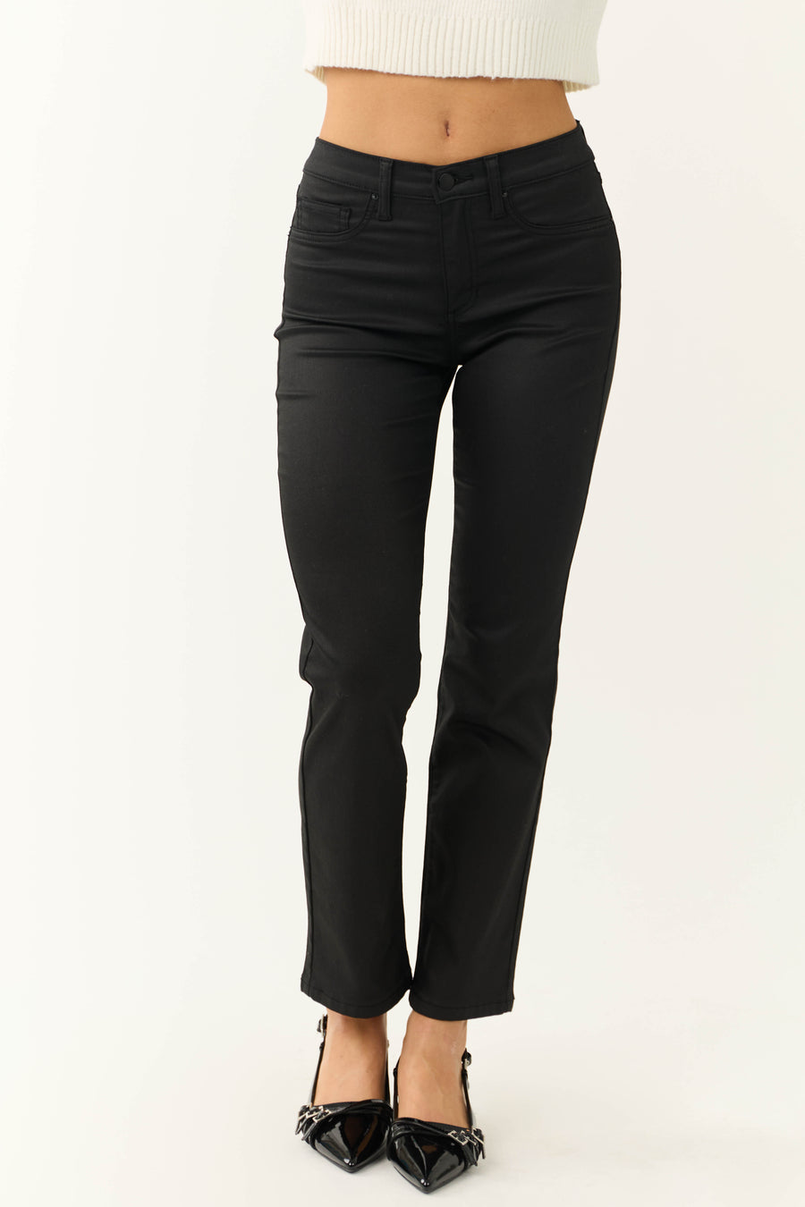 Sneak Peek Black Medium Rise Straight Leg Jeans