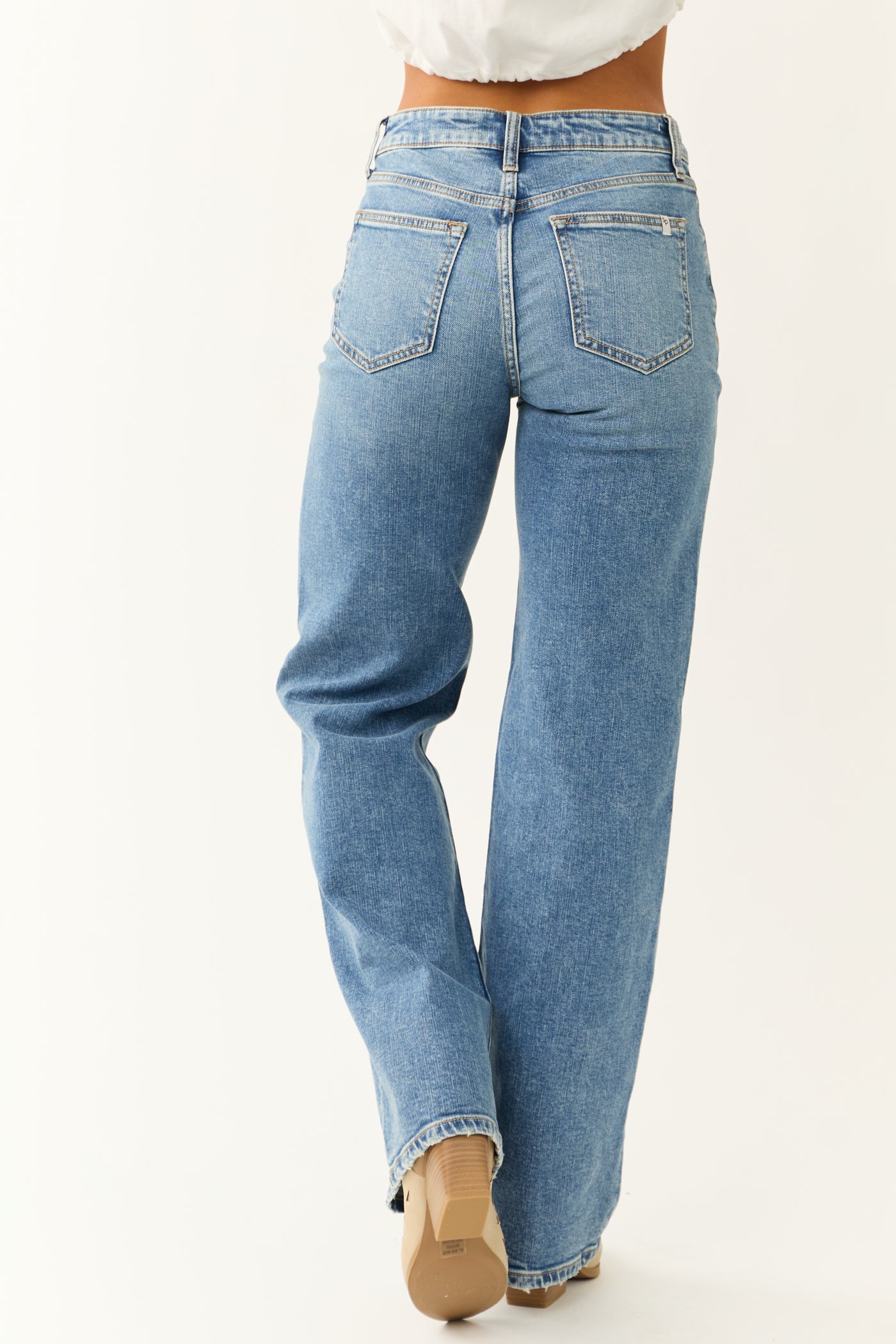 Sneak Peek High Rise Medium Wash Wide Leg Jeans