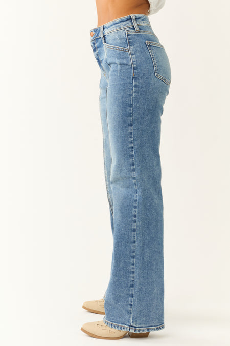 Sneak Peek High Rise Medium Wash Wide Leg Jeans