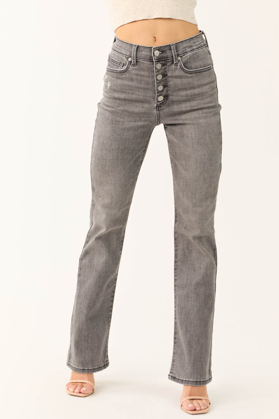 Sneak Peek Light Grey Slim Bootcut Jeans