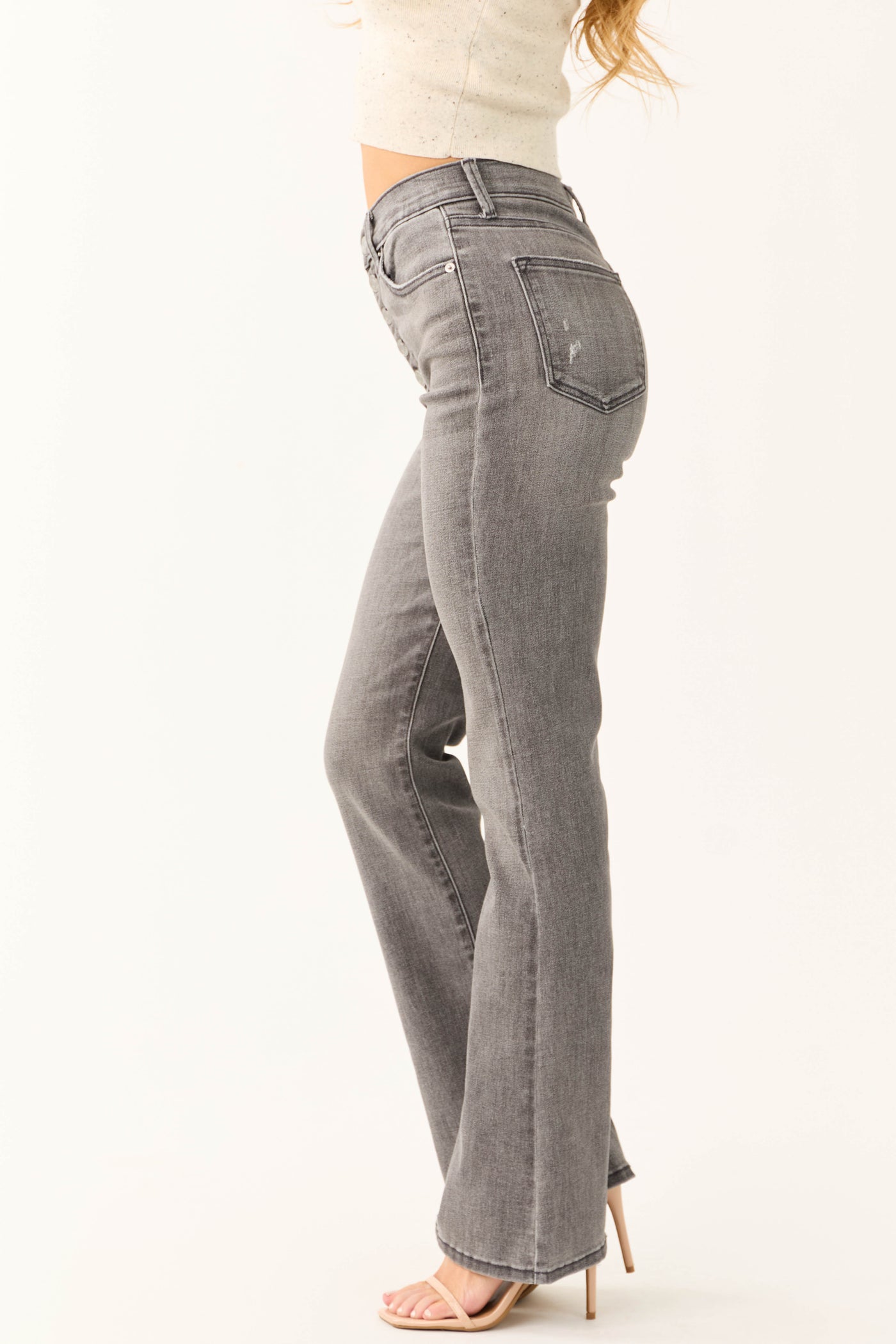 Sneak Peek Light Grey Slim Bootcut Jeans