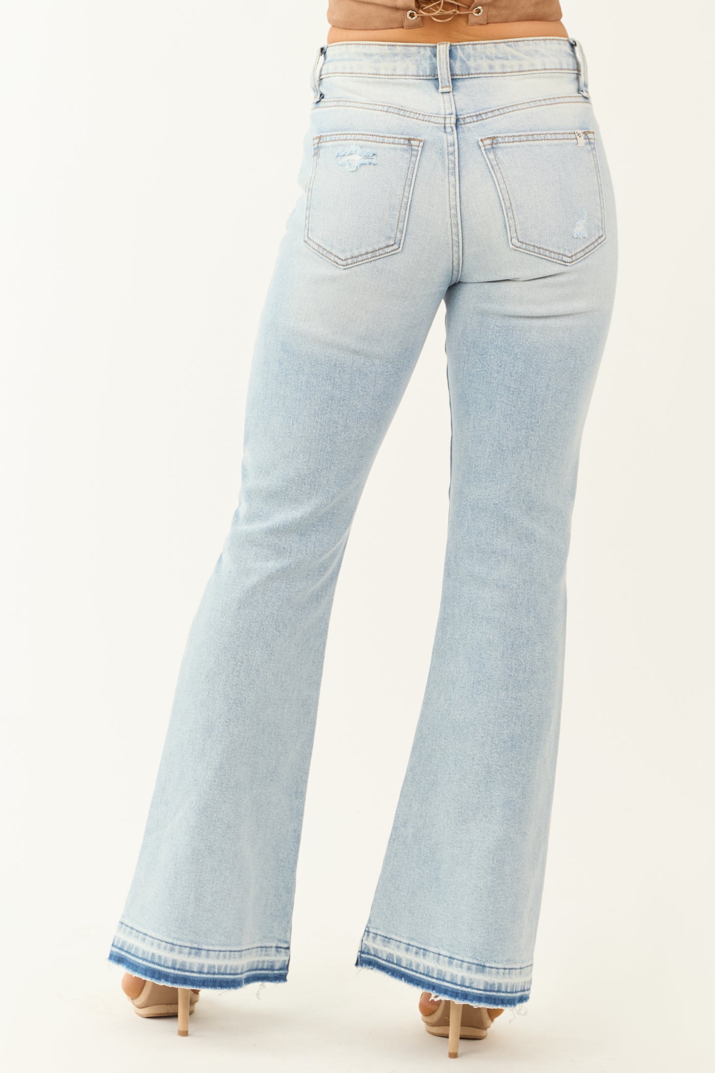 Sneak Peek Light Wash Flare Leg Stretchy Jeans