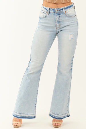 Sneak Peek Light Wash Flare Leg Stretchy Jeans