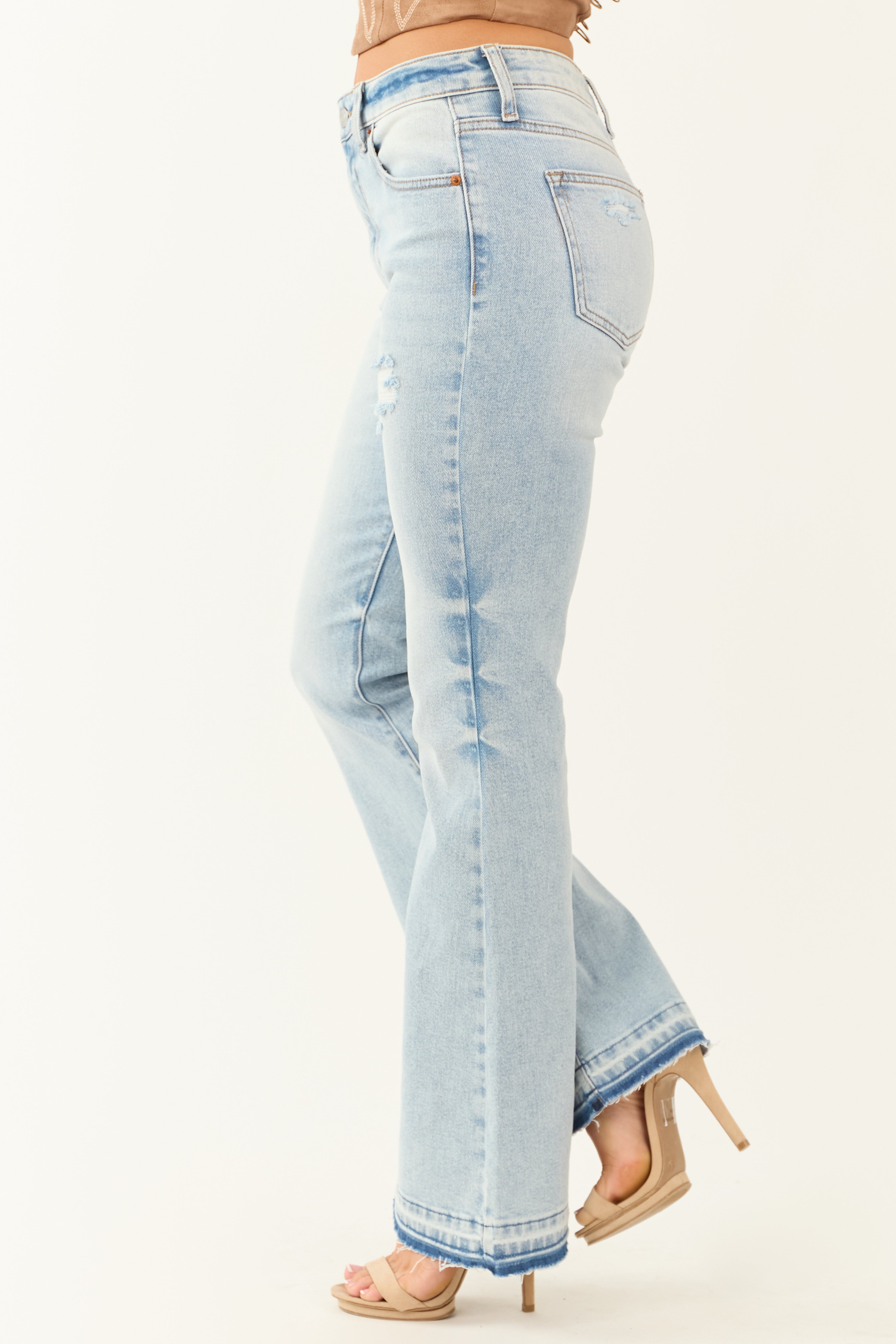 Sneak Peek Light Wash Flare Leg Stretchy Jeans