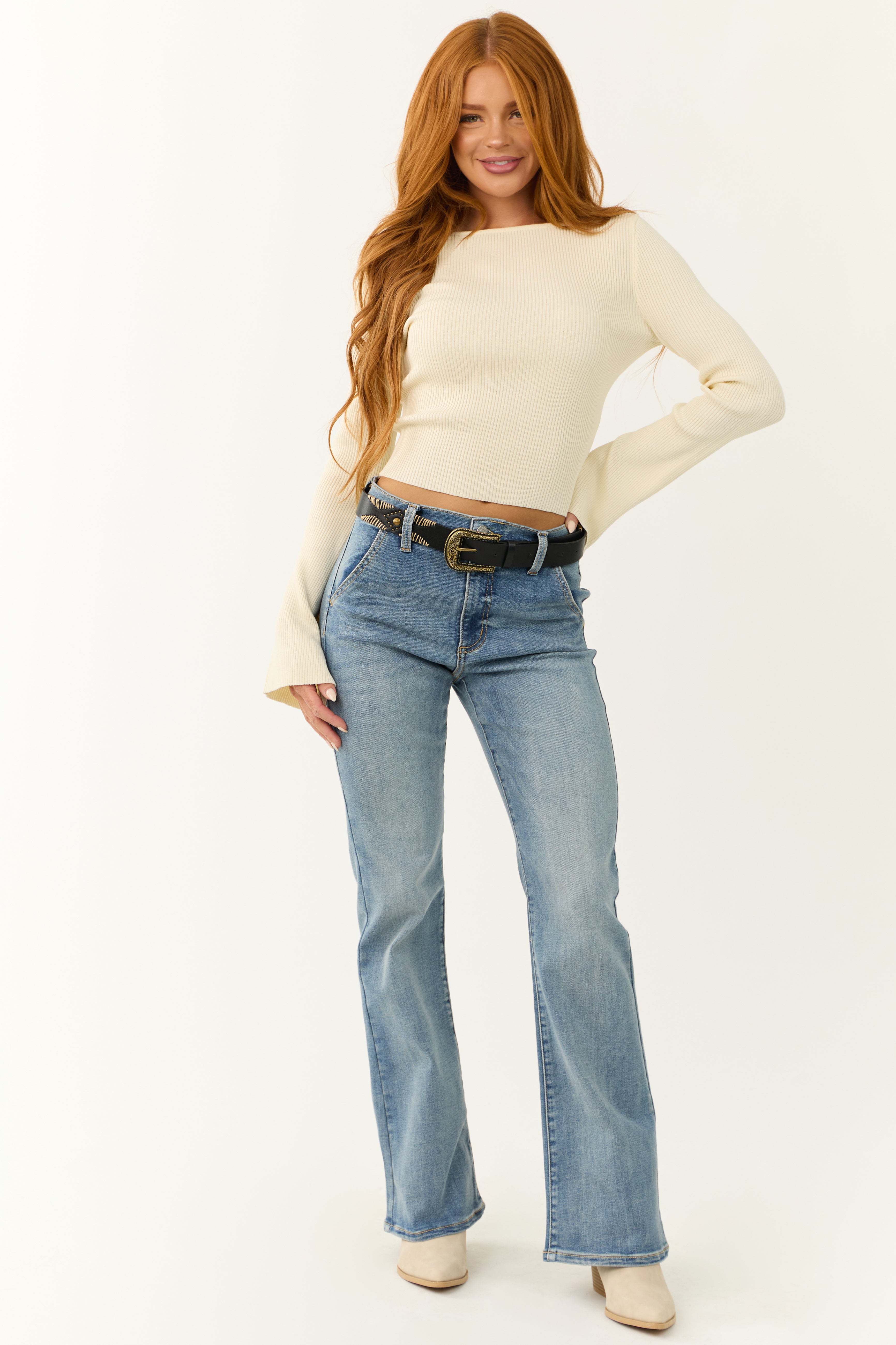 Sneak Peek Medium Wash Bootcut Leg Jeans