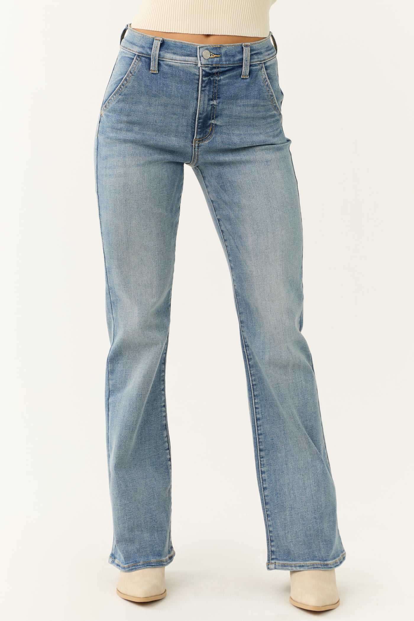 Sneak Peek Medium Wash Bootcut Leg Jeans