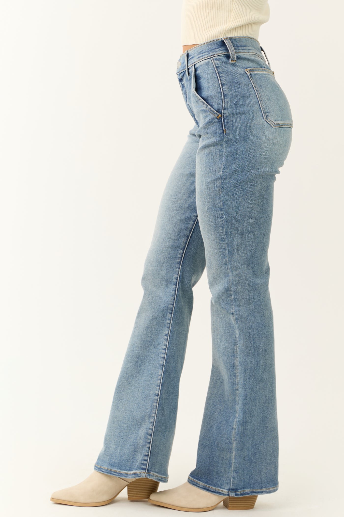 Sneak Peek Medium Wash Bootcut Leg Jeans