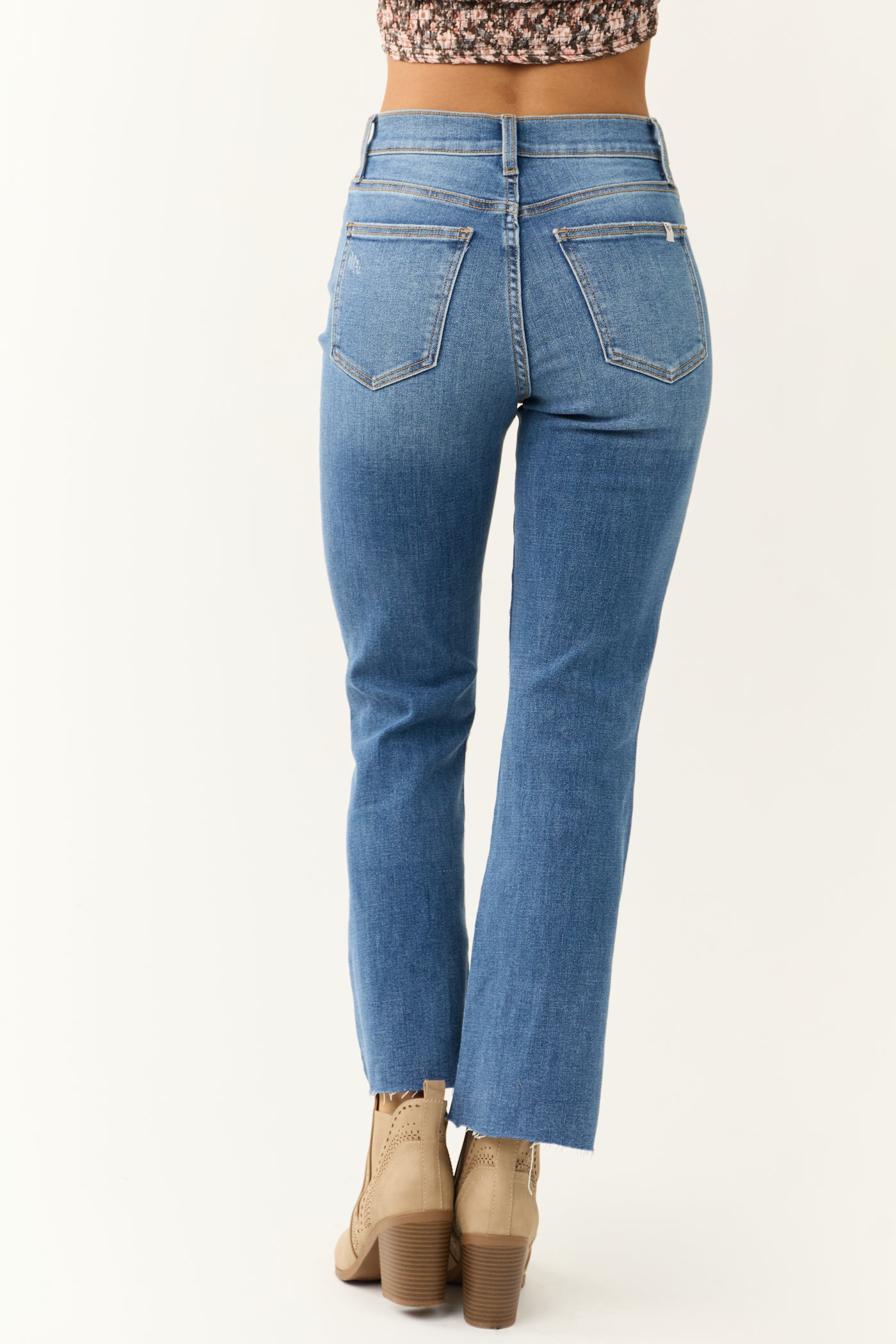 Sneak Peek Medium Wash High Rise Cropped Jeans