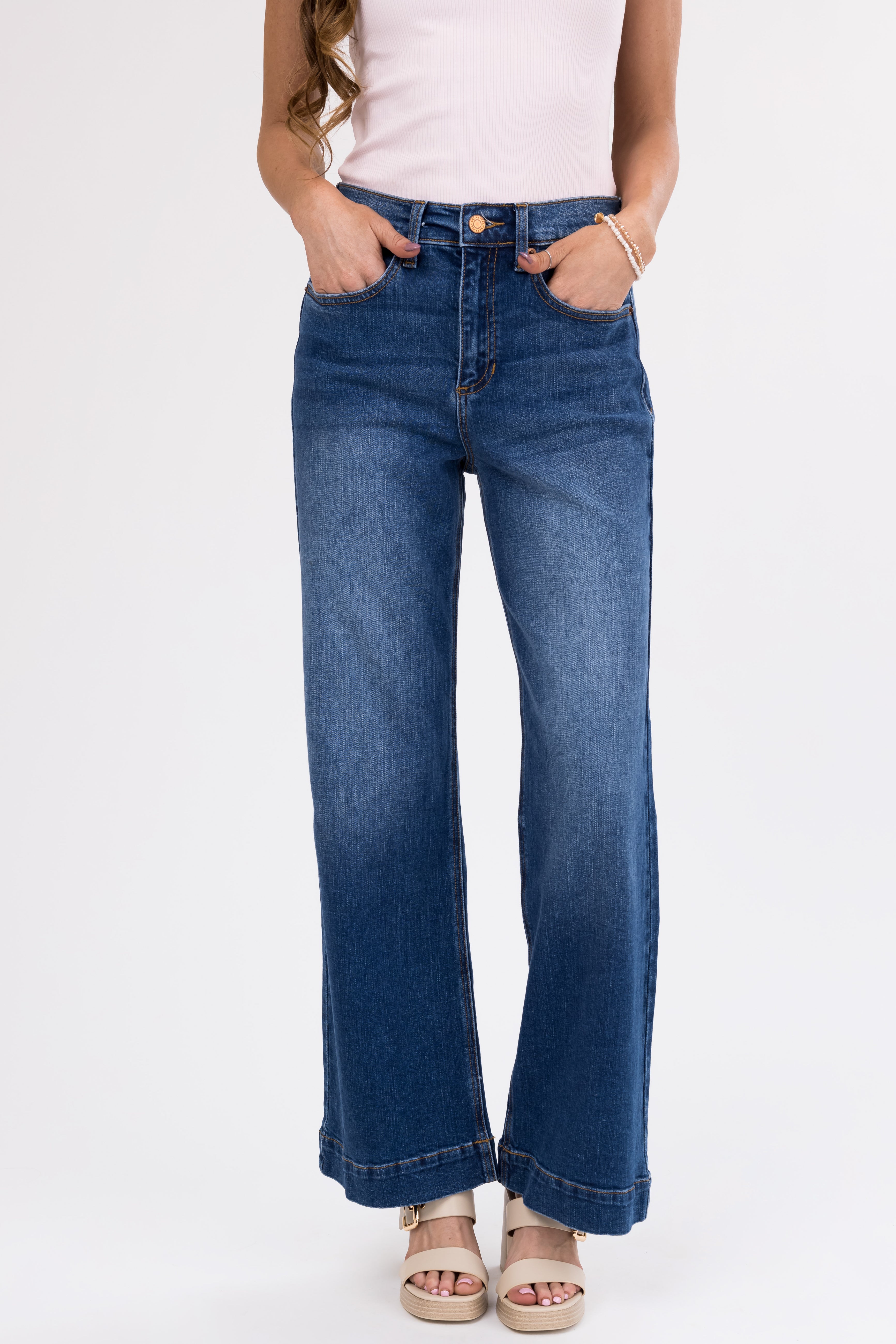 Sneak Peek Medium Wash High Rise Wide Jeans