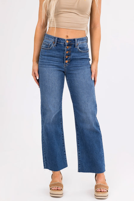 Sneak Peek Medium Wash High Rise Wide Leg Jeans