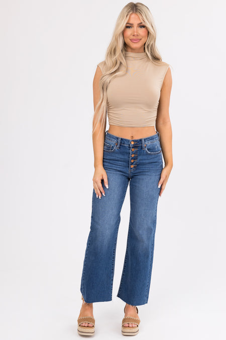 Sneak Peek Medium Wash High Rise Wide Leg Jeans