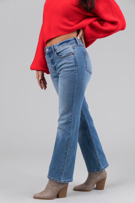 Sneak Peek Medium Wash Mid Rise Regular Straight Leg Jeans