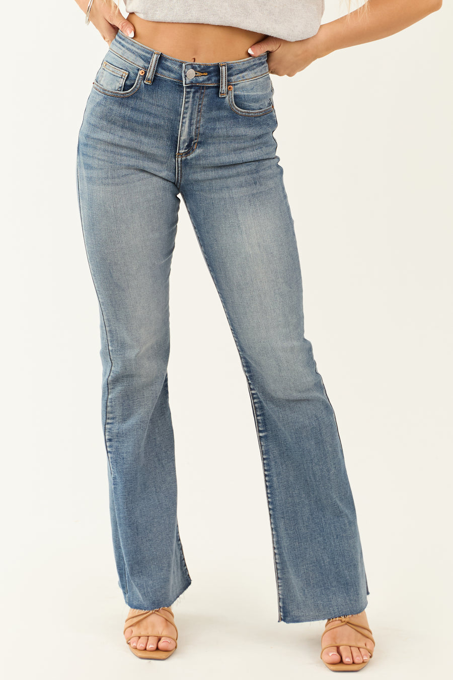 Sneak Peek Medium Wash Stretchy Flare Jeans