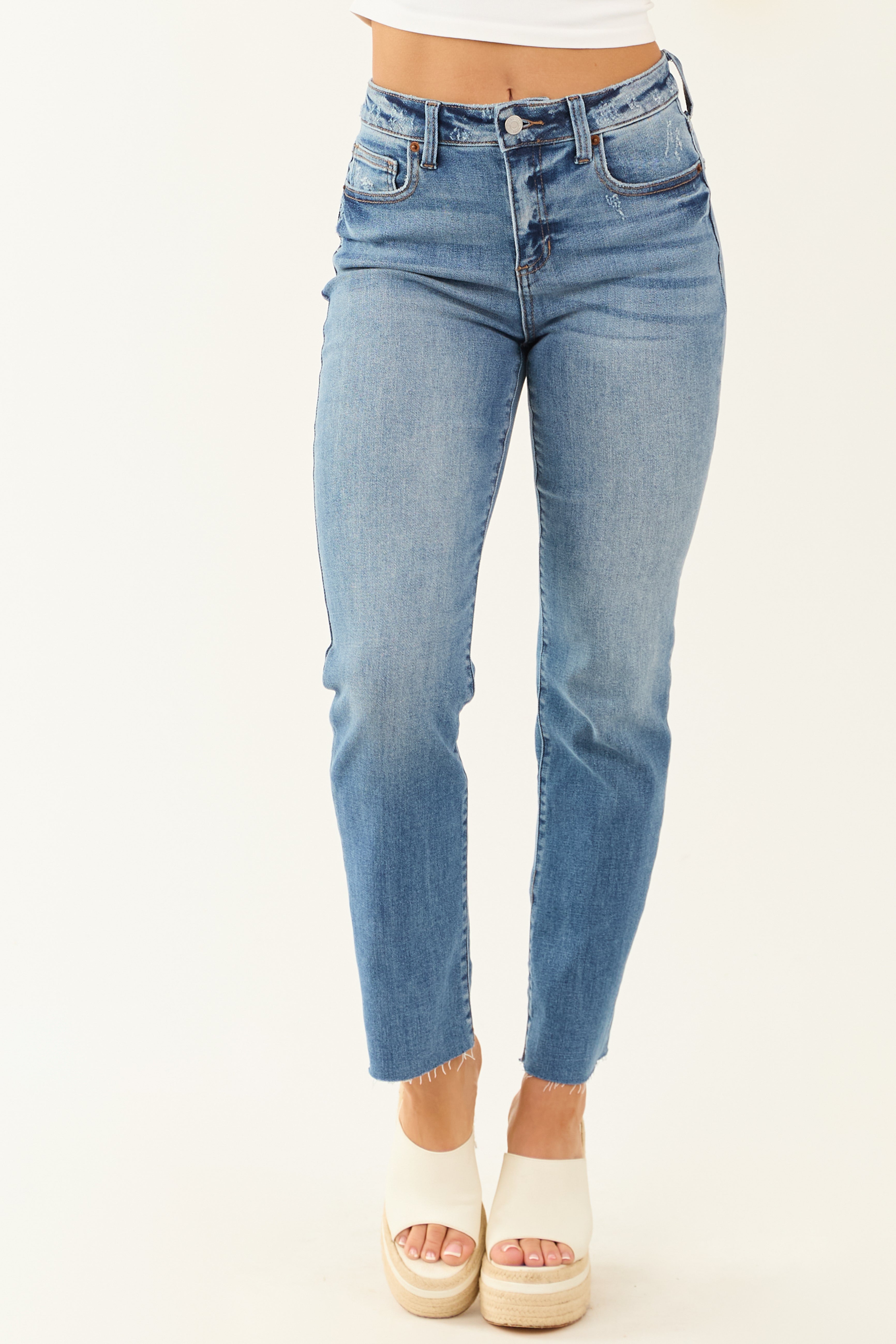 Sneak Peek Medium Wash Stretchy Straight Jeans