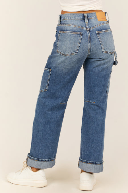 Sneak Peek Medium Wash Utility Straight Jeans