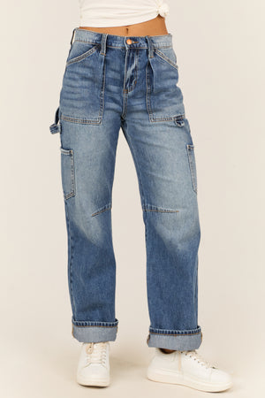 Sneak Peek Medium Wash Utility Straight Jeans