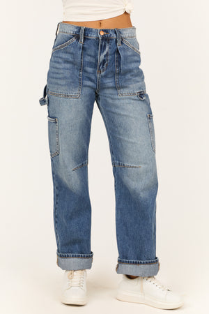 Sneak Peek Medium Wash Utility Straight Jeans