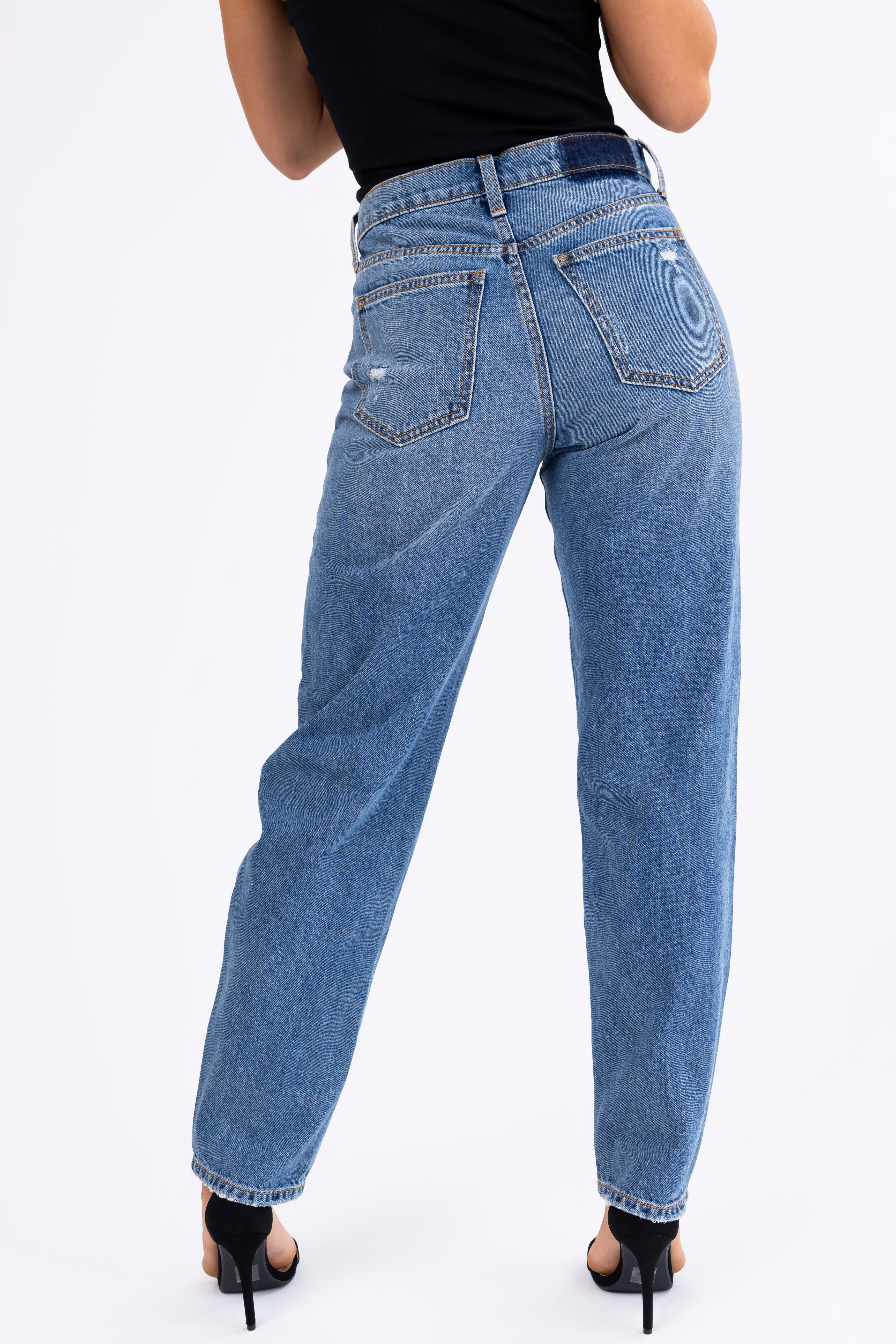 Sneak Peek Medium Wash Wide Leg Boyfriend Jeans