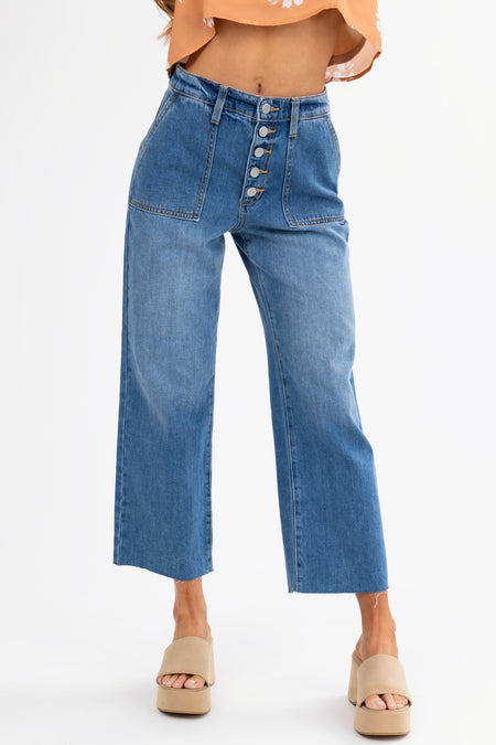 Sneak Peek Medium Wash Wide Leg Jeans