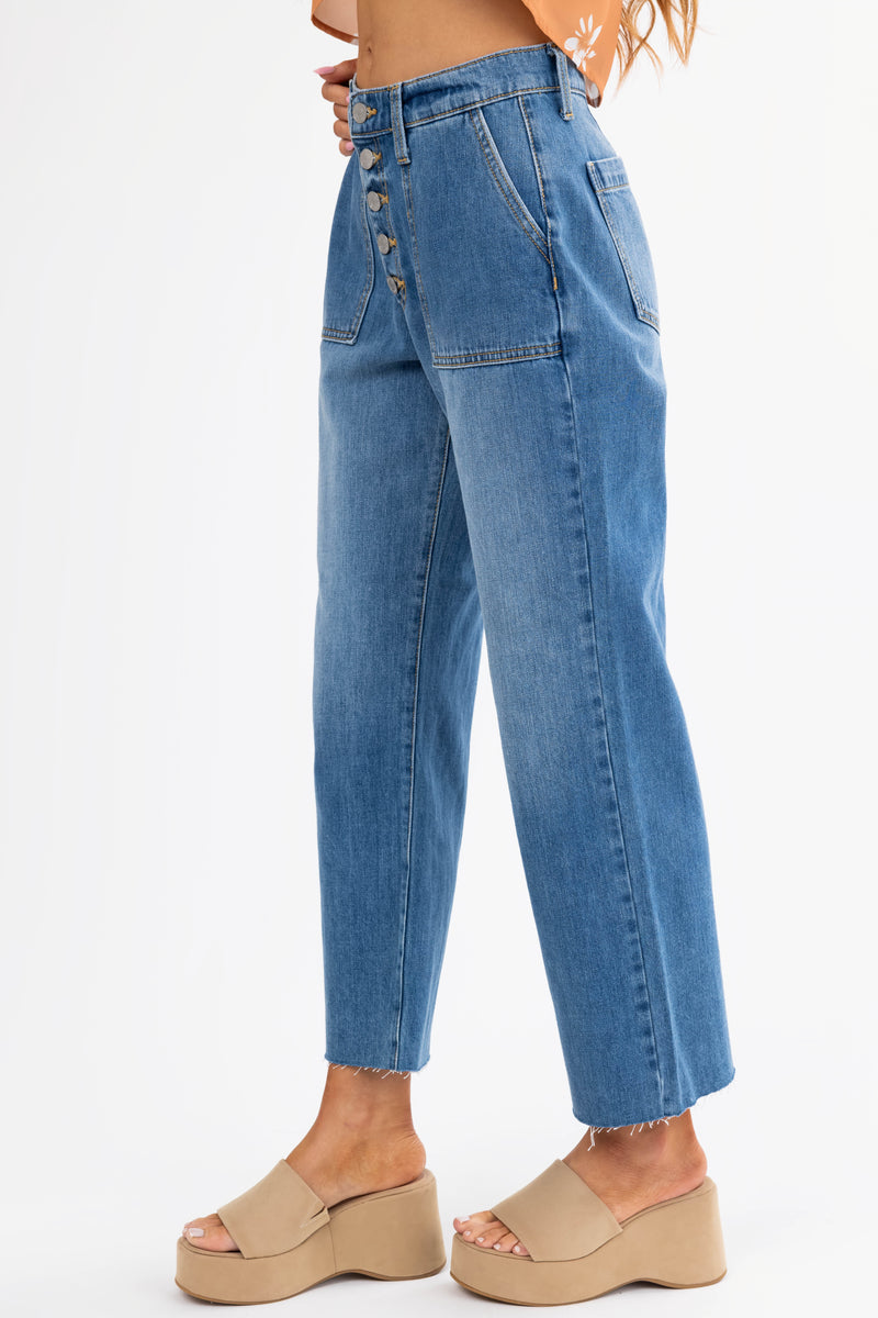 Sneak Peek Medium Wash Wide Leg Jeans