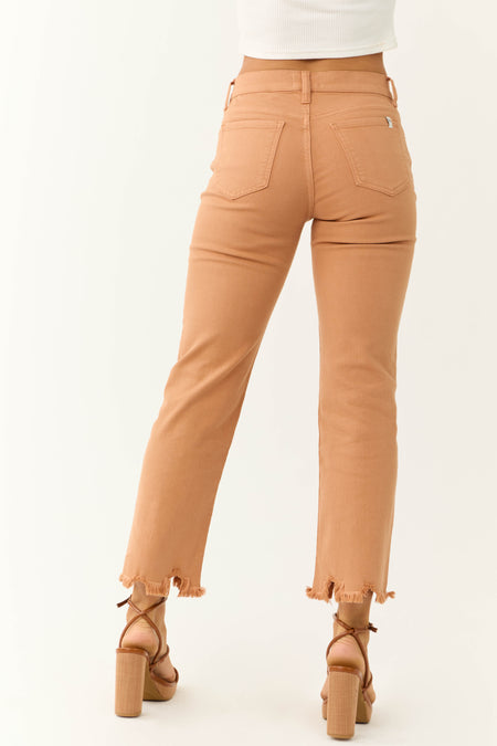 Sneak Peek Melon Mid Rise Frayed Hem Jeans