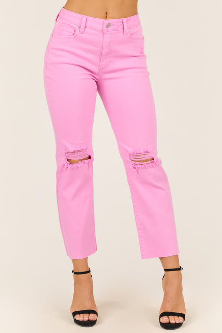 Sneak Peek Orchid High Rise Distressed Cropped Jeans