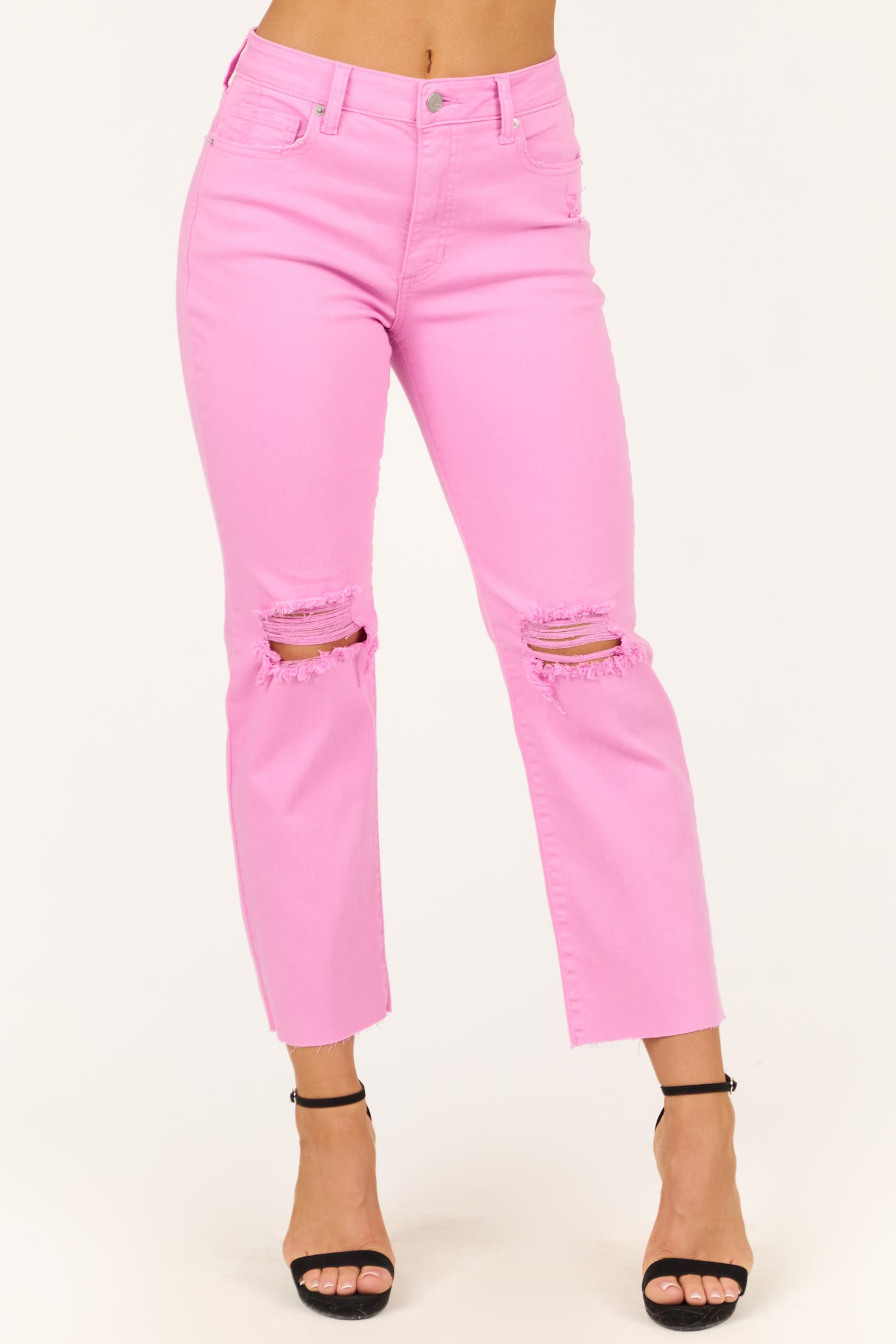 Sneak Peek Orchid High Rise Distressed Cropped Jeans