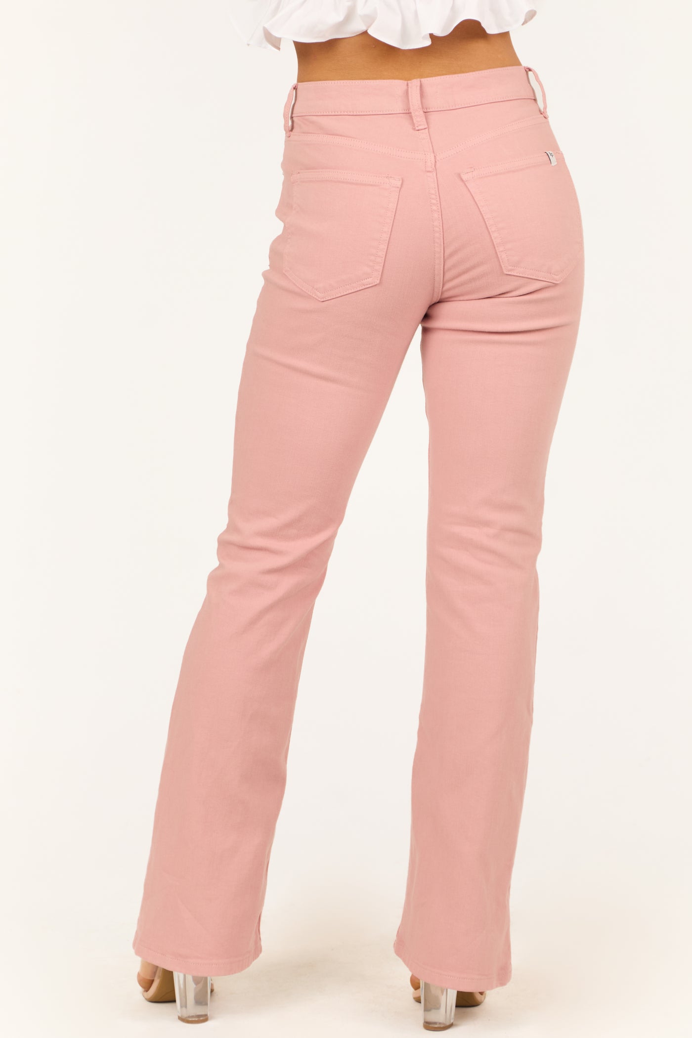 Sneak Peek Pale Coral High Rise Bootcut Jeans