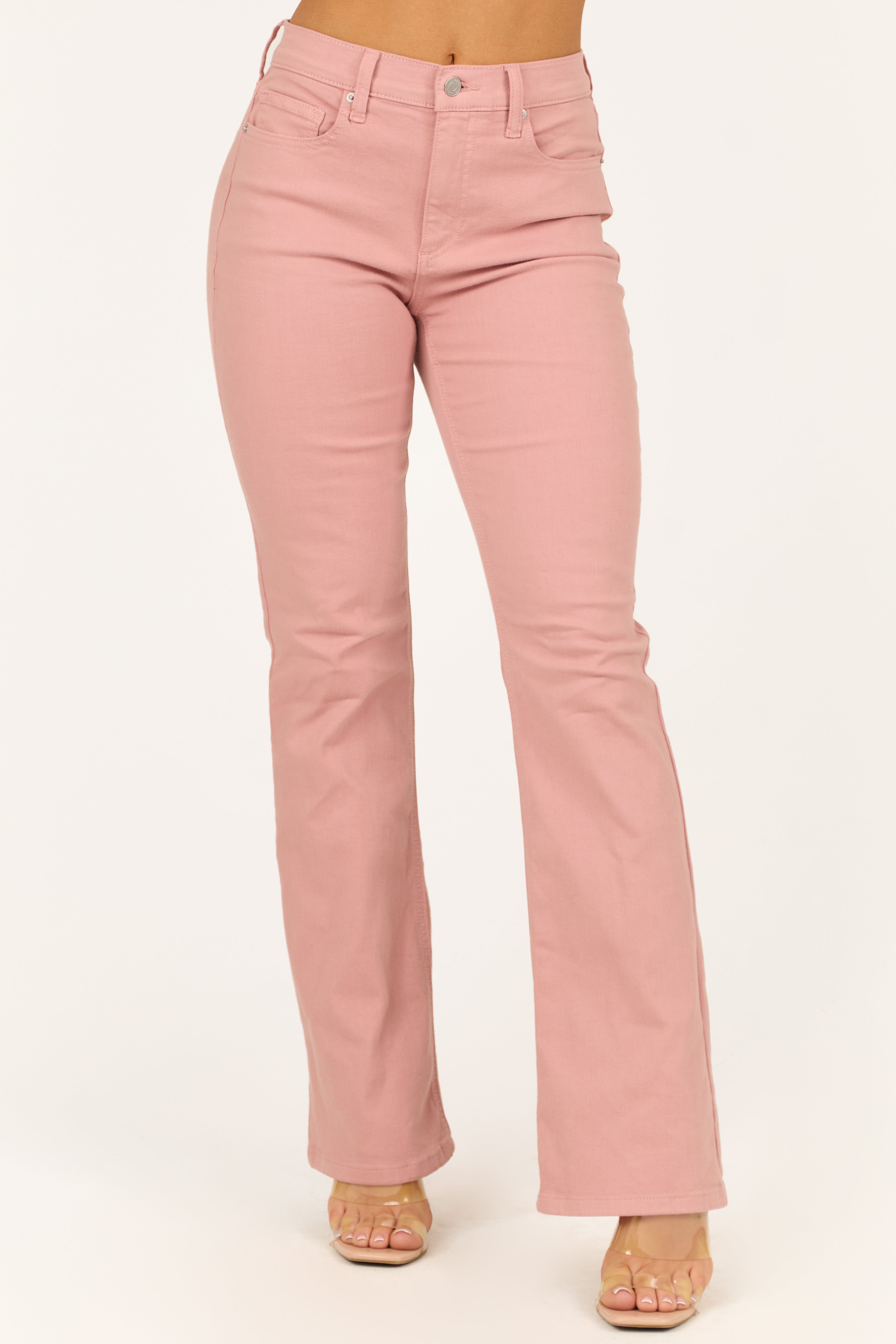 Sneak Peek Pale Coral High Rise Bootcut Jeans