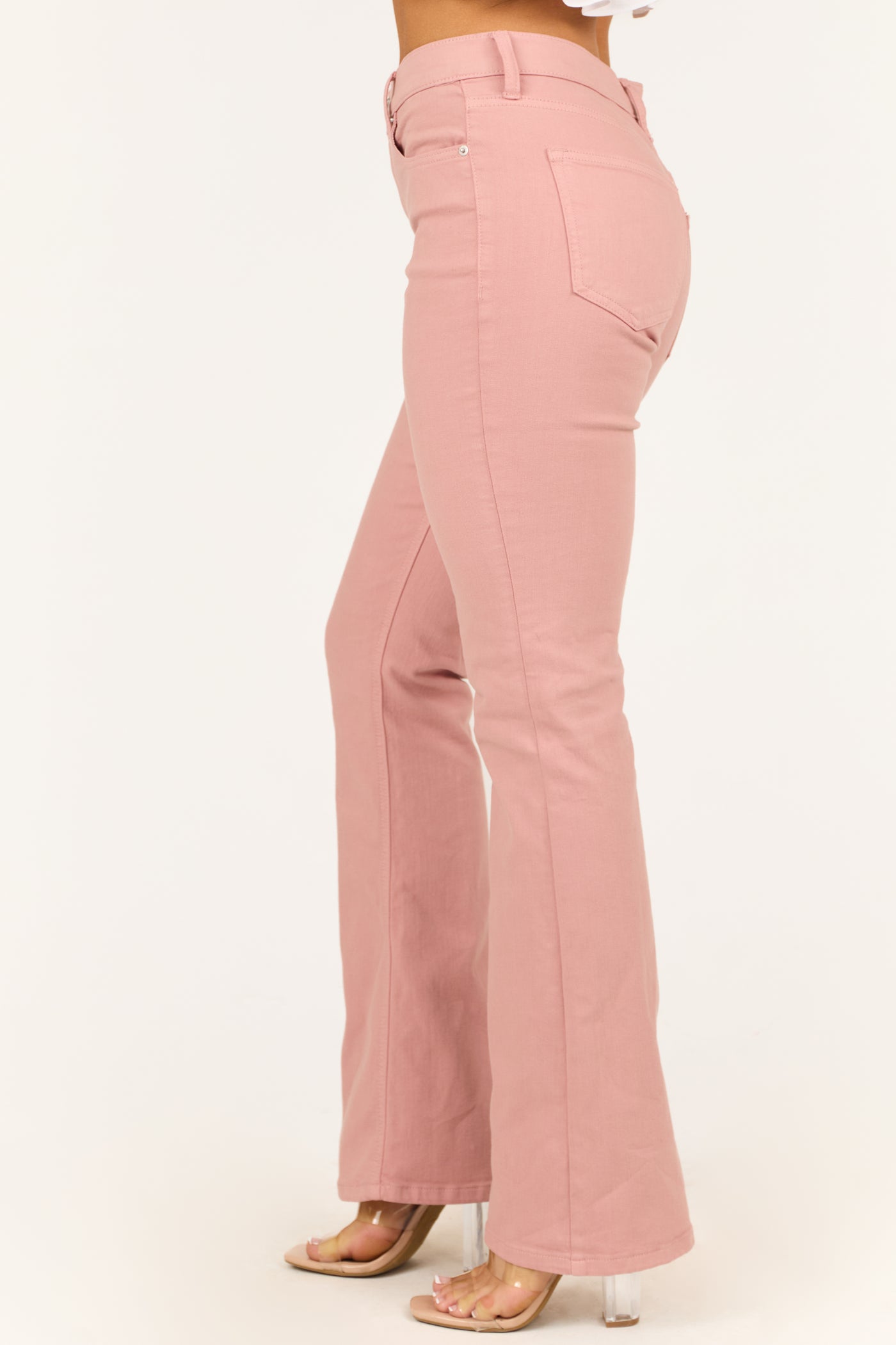 Sneak Peek Pale Coral High Rise Bootcut Jeans