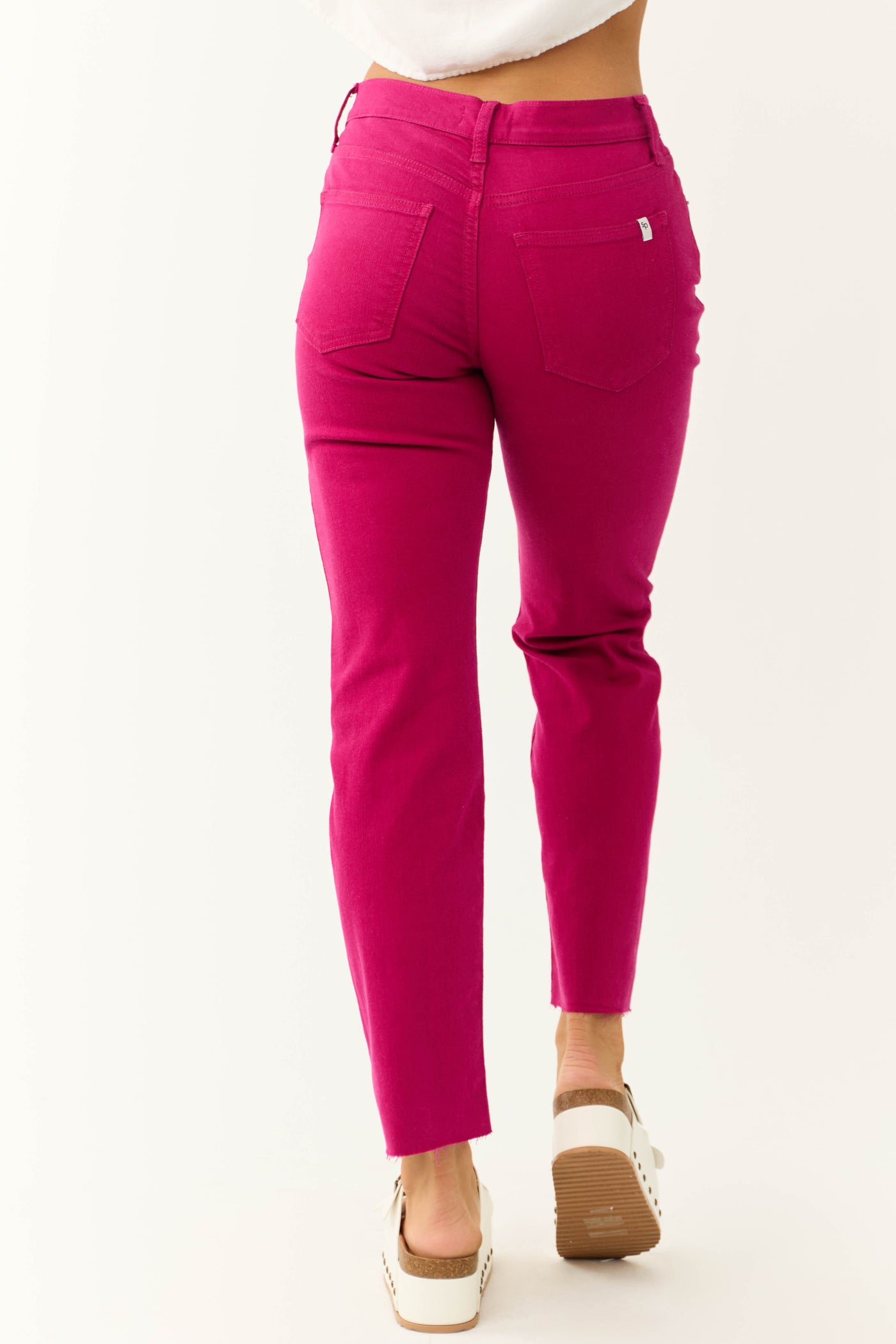 Sneak Peek Raspberry High Rise Raw Hem Jeans