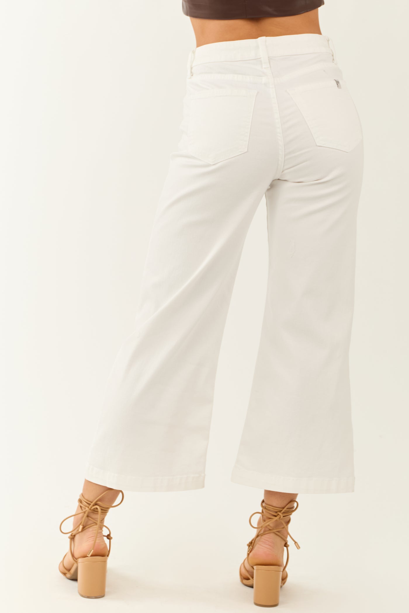 Sneak Peek White High Rise Stretchy Wide Leg Jeans