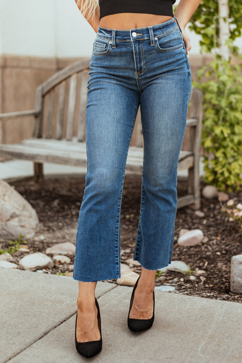 Sneak Peek Medium Dark Wash Kick Flare Jeans