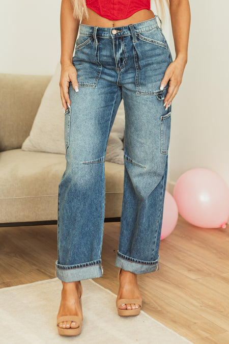 Sneak Peek Medium Wash Utility Straight Jeans