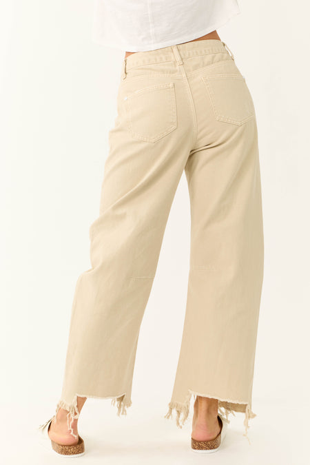 Special A Beige High Rise Barrel Jeans