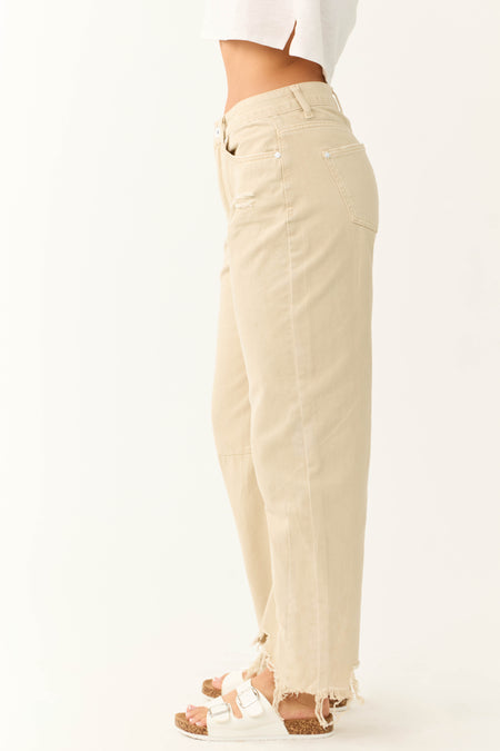 Special A Beige High Rise Barrel Jeans