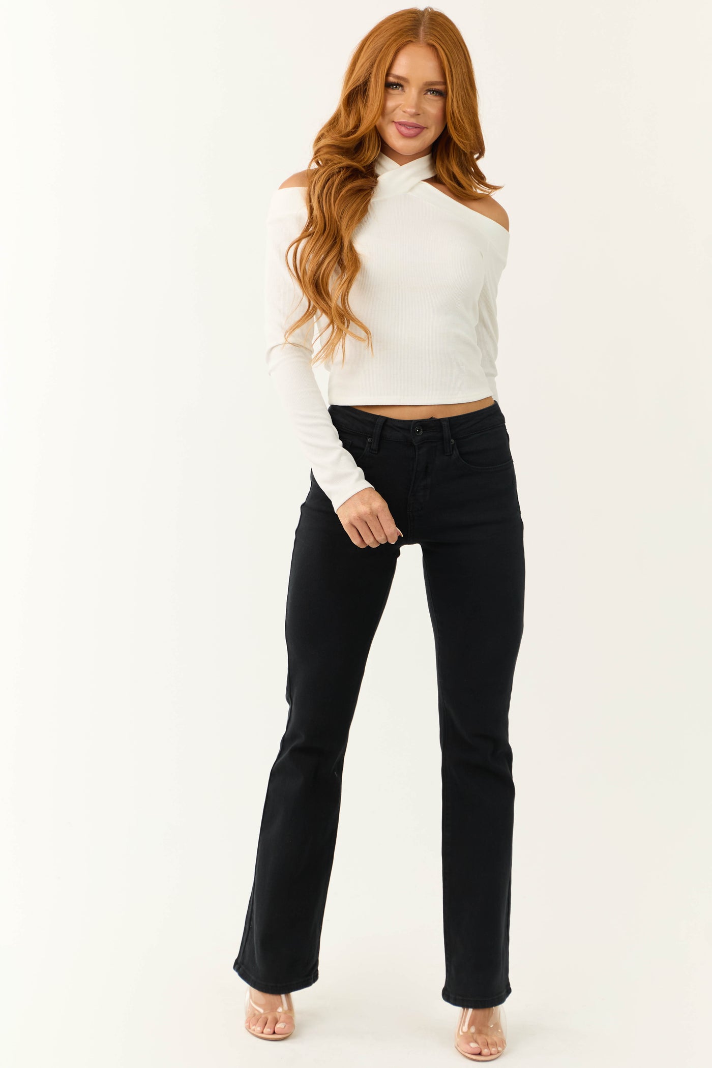 Special A Black Flare Leg High Rise Jeans