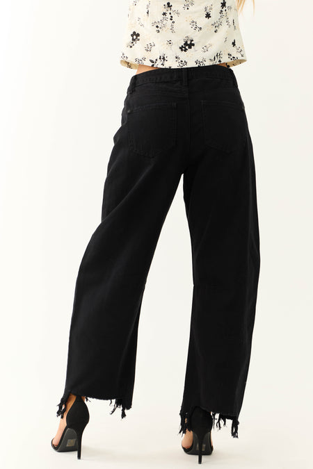 Special A Black High Rise Barrel Jeans