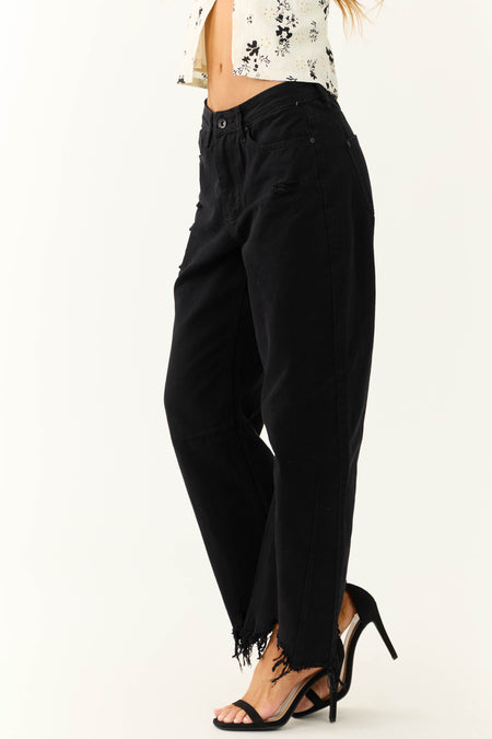 Special A Black High Rise Barrel Jeans